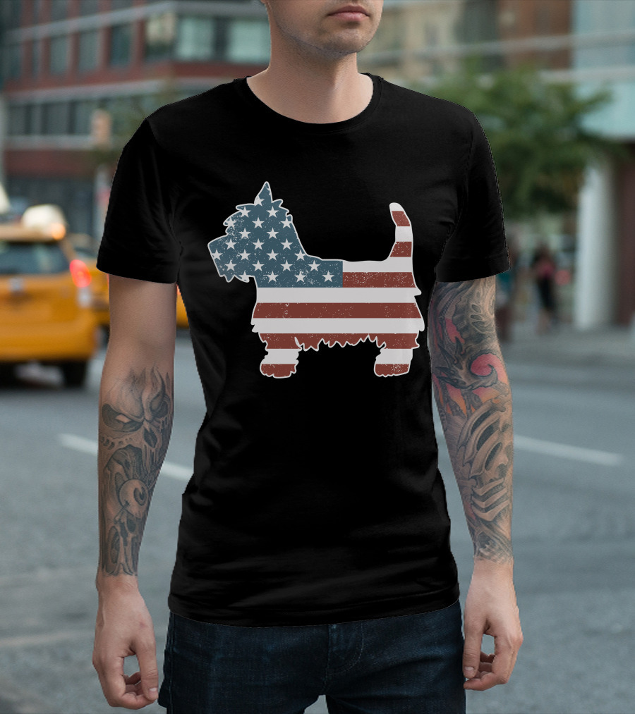 Vintage American Flag Westie Dog Patriot T-Shirt