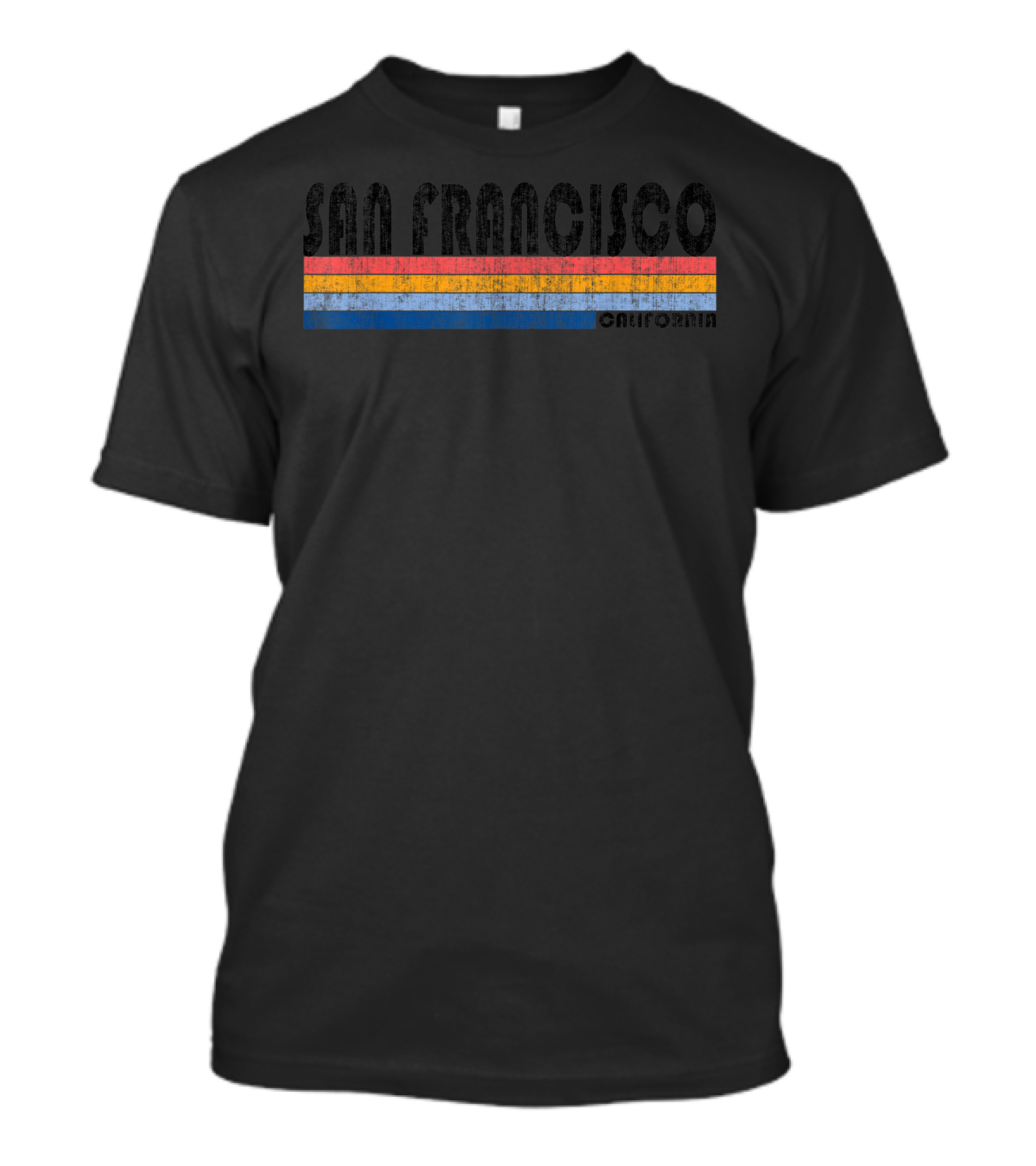 San Francisco California Vintage 1980s Style Retro Stripes T-Shirt