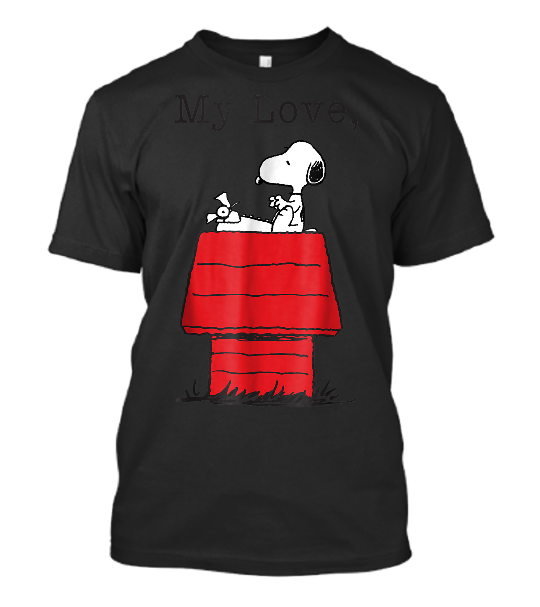 Peanuts Snoopy My Love Typewriter On Doghouse T-Shirt