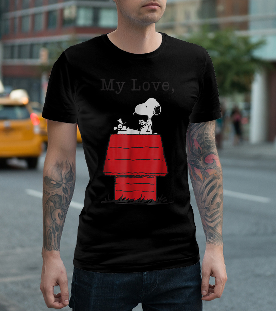 Peanuts Snoopy My Love Typewriter On Doghouse T-Shirt