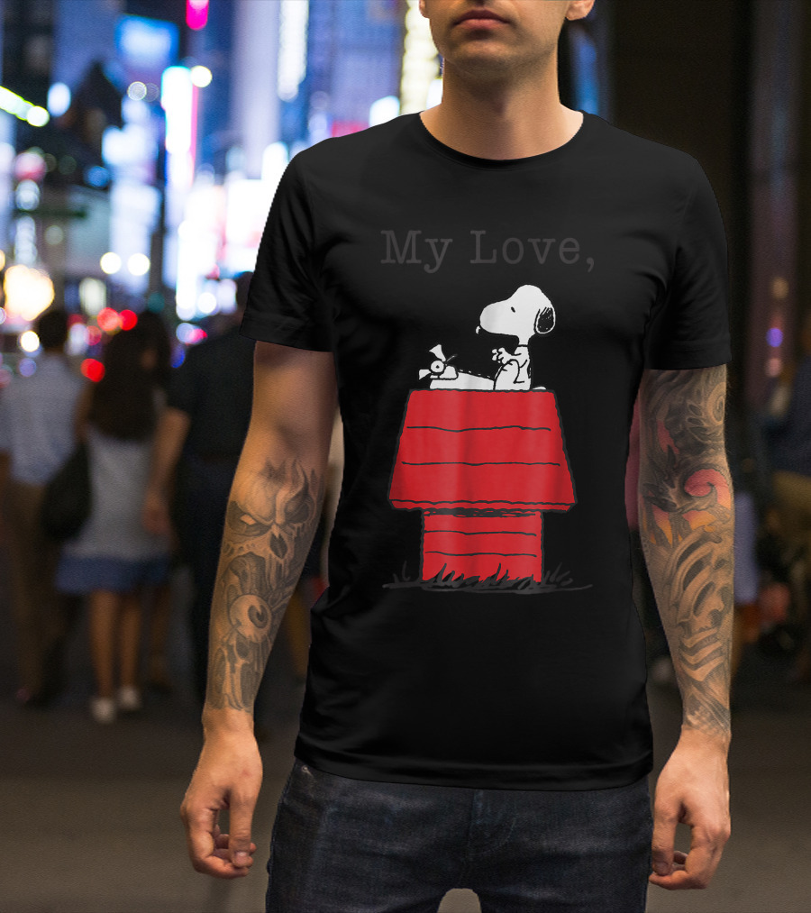 Peanuts Snoopy My Love Typewriter On Doghouse T-Shirt