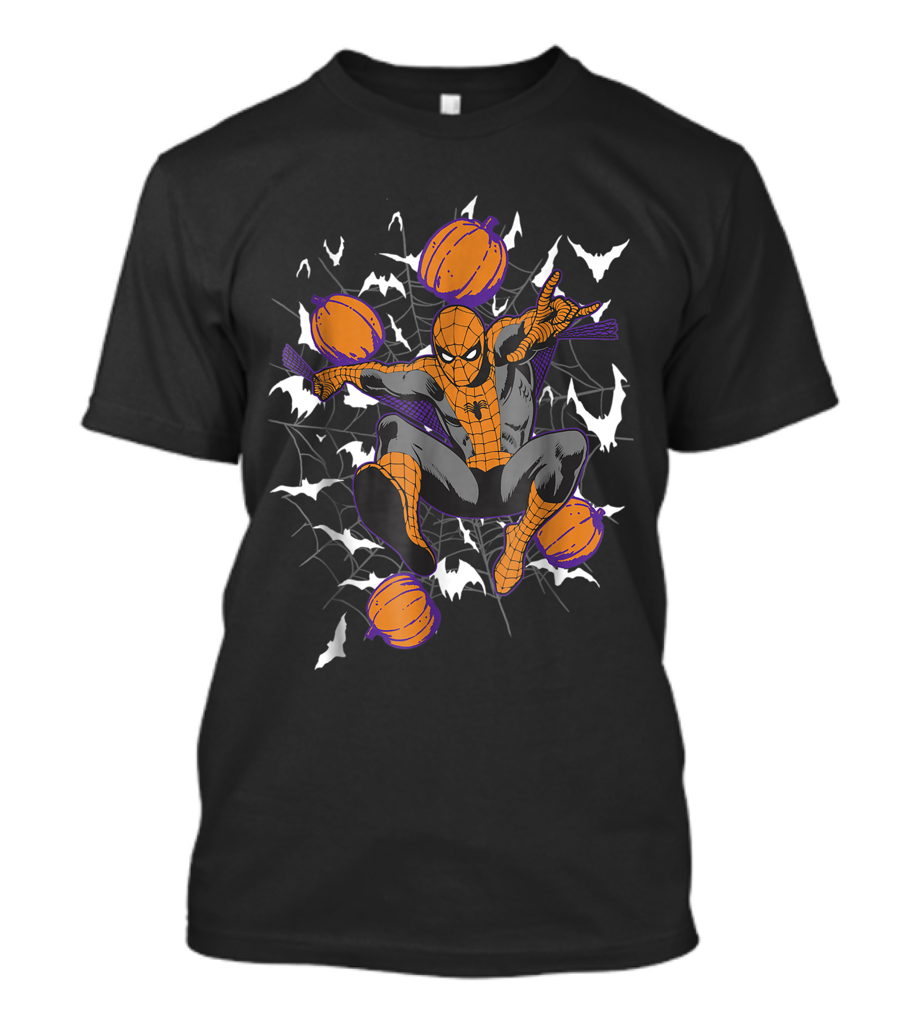 Spider-Man Halloween Web Pumpkins And Bats Marvel T-Shirt