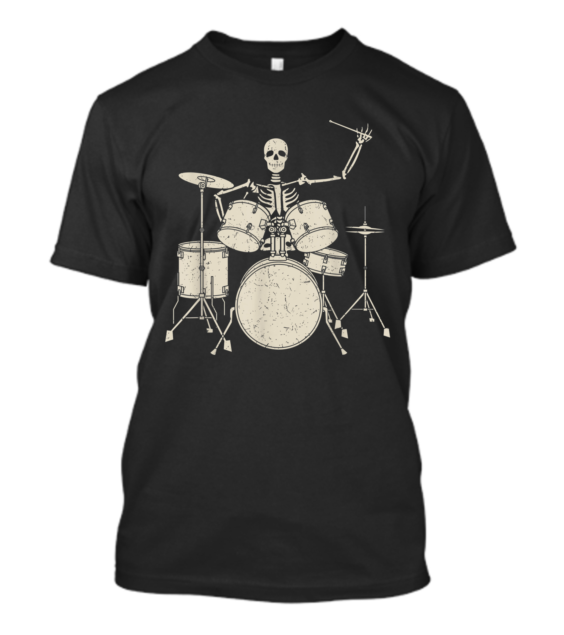 Halloween Skeleton Playing Drums Cute Funny Drummer T-Shirt