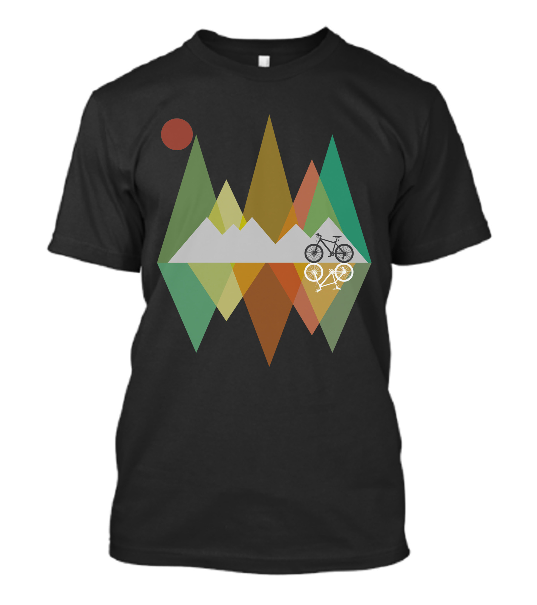 Retro Mountain Bike Vintage Mtb Geometric Mountain Scene T-Shirt