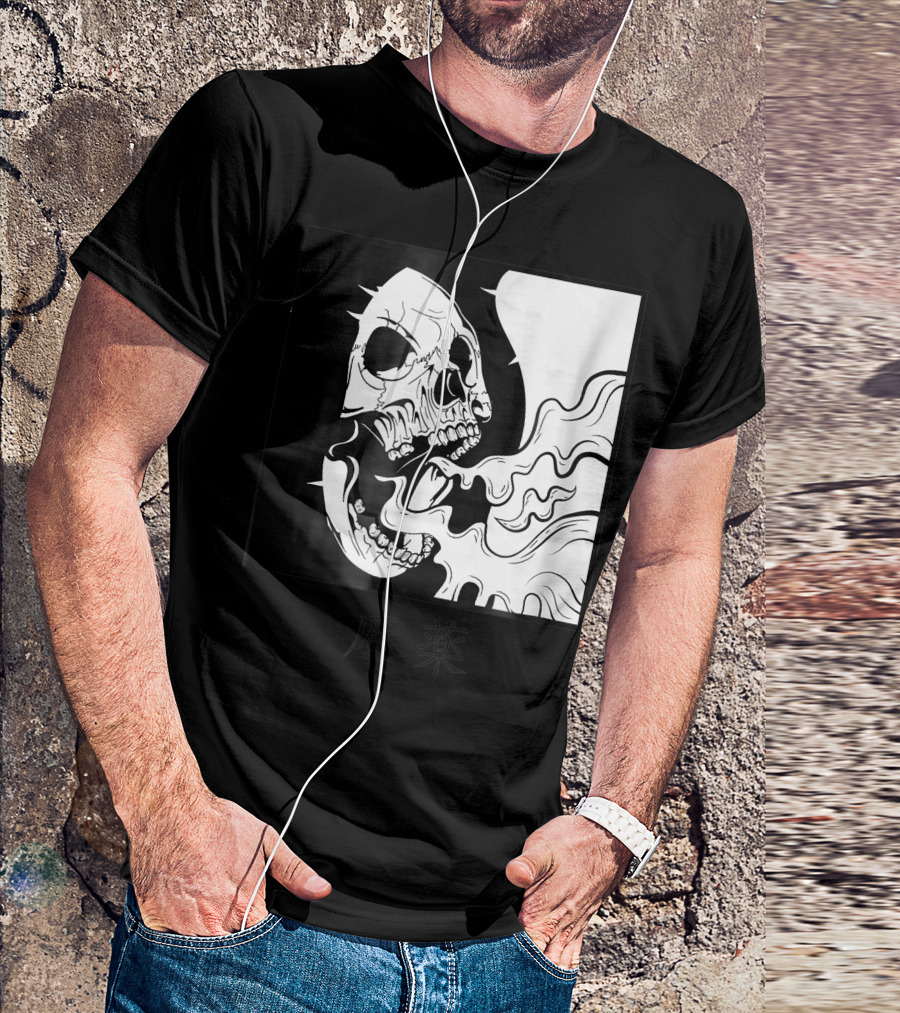 Minimalist Japanese Skull 麻薬 Yin Yang Influence T-Shirt