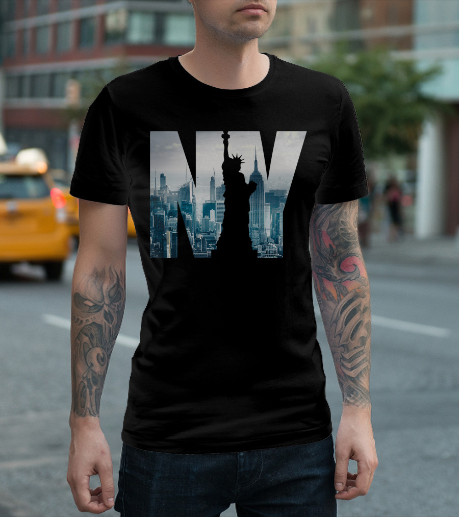 NY Urban Skyline with Statue of Liberty New York City T-Shirt