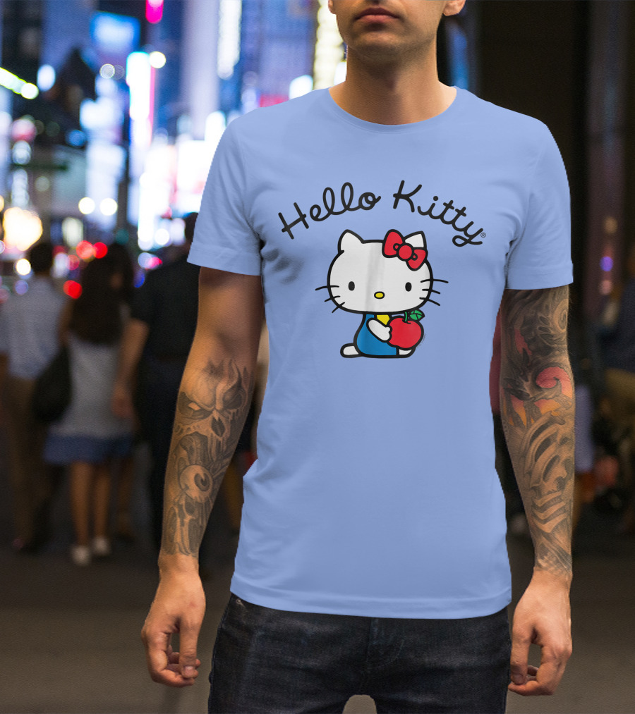 Hello Kitty Retro Sitting With Red Apple T-Shirt