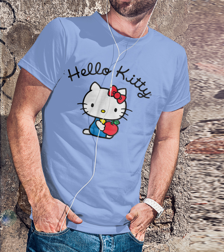Hello Kitty Retro Sitting With Red Apple T-Shirt