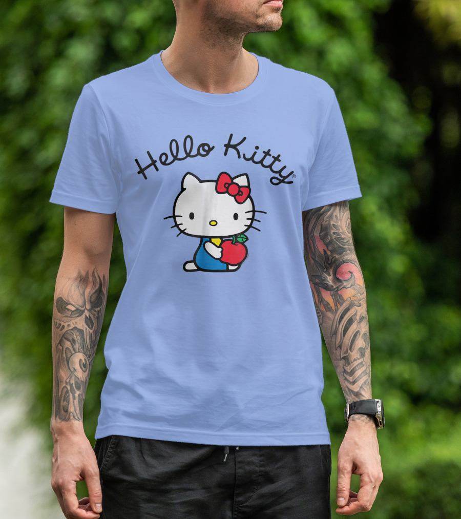 Hello Kitty Retro Sitting With Red Apple T-Shirt