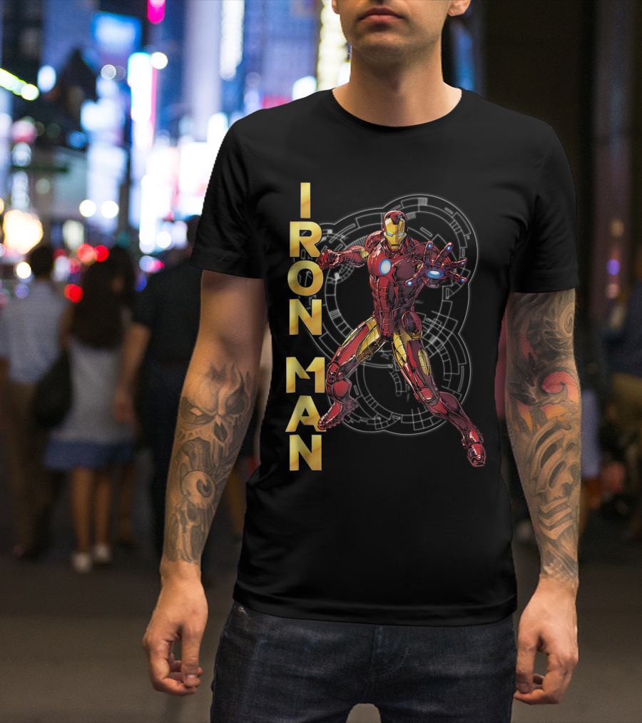 Marvel Avengers Iron Man Tech Stark Suit Blueprint T-Shirt