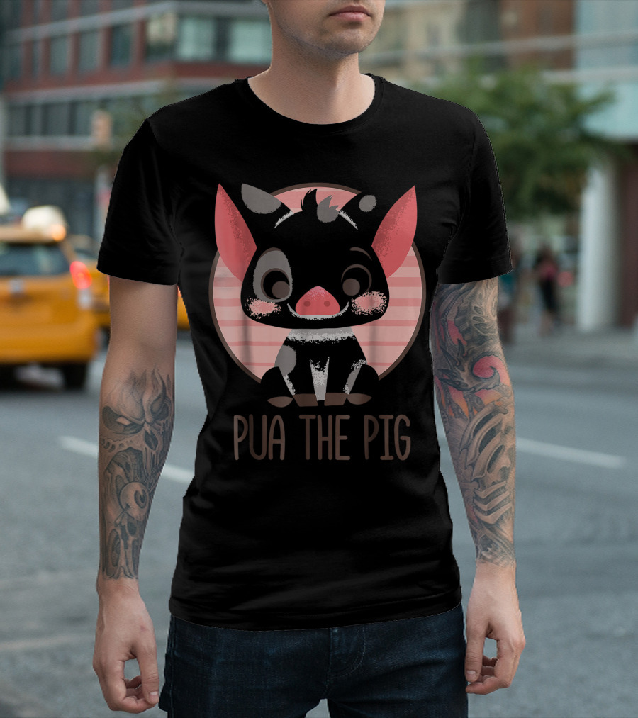 Disney Moana Pua the Pig Pink Stripes Cute Character T-Shirt