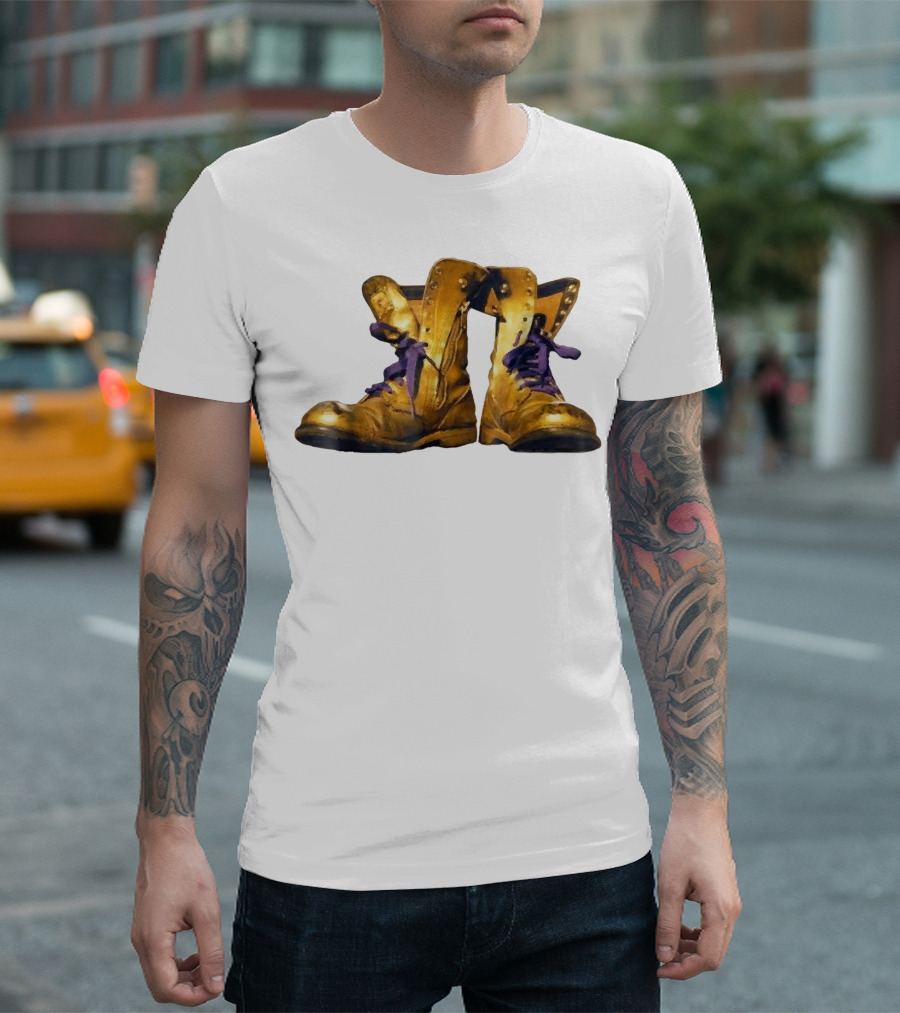 Omega Gold Purple Q Psi Phi Army Boots Iconic T-Shirt