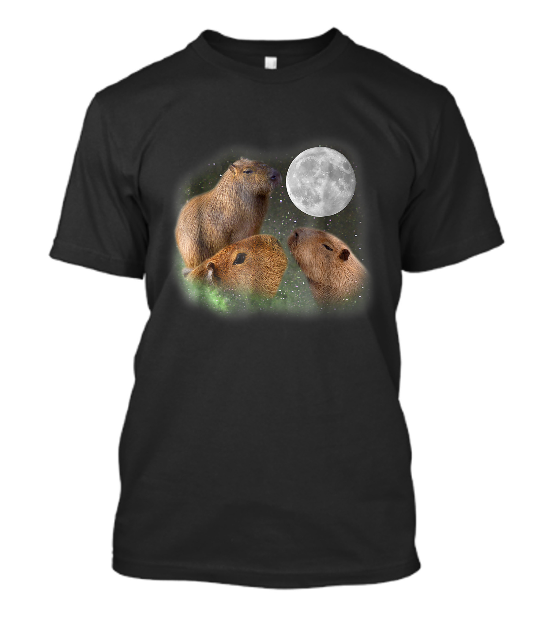 Three Capybaras Moon Cute Animal T-Shirt