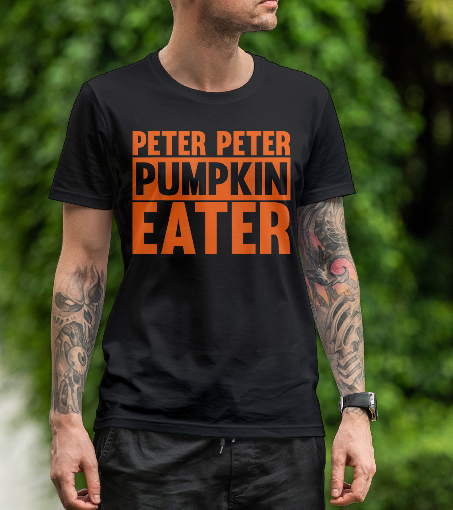 Peter Peter Pumpkin Eater Bold Orange Text Block T-Shirt