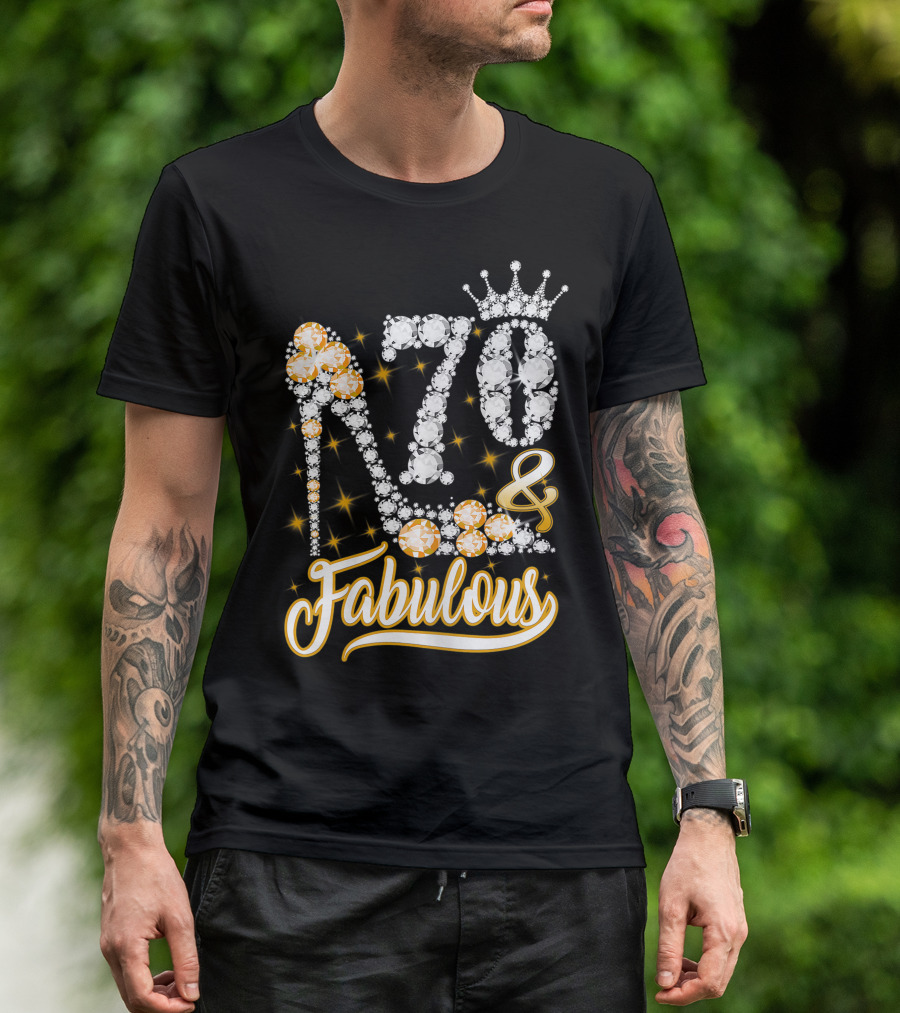 70 And Fabulous Diamond Crown High Heel Birthday T-Shirt