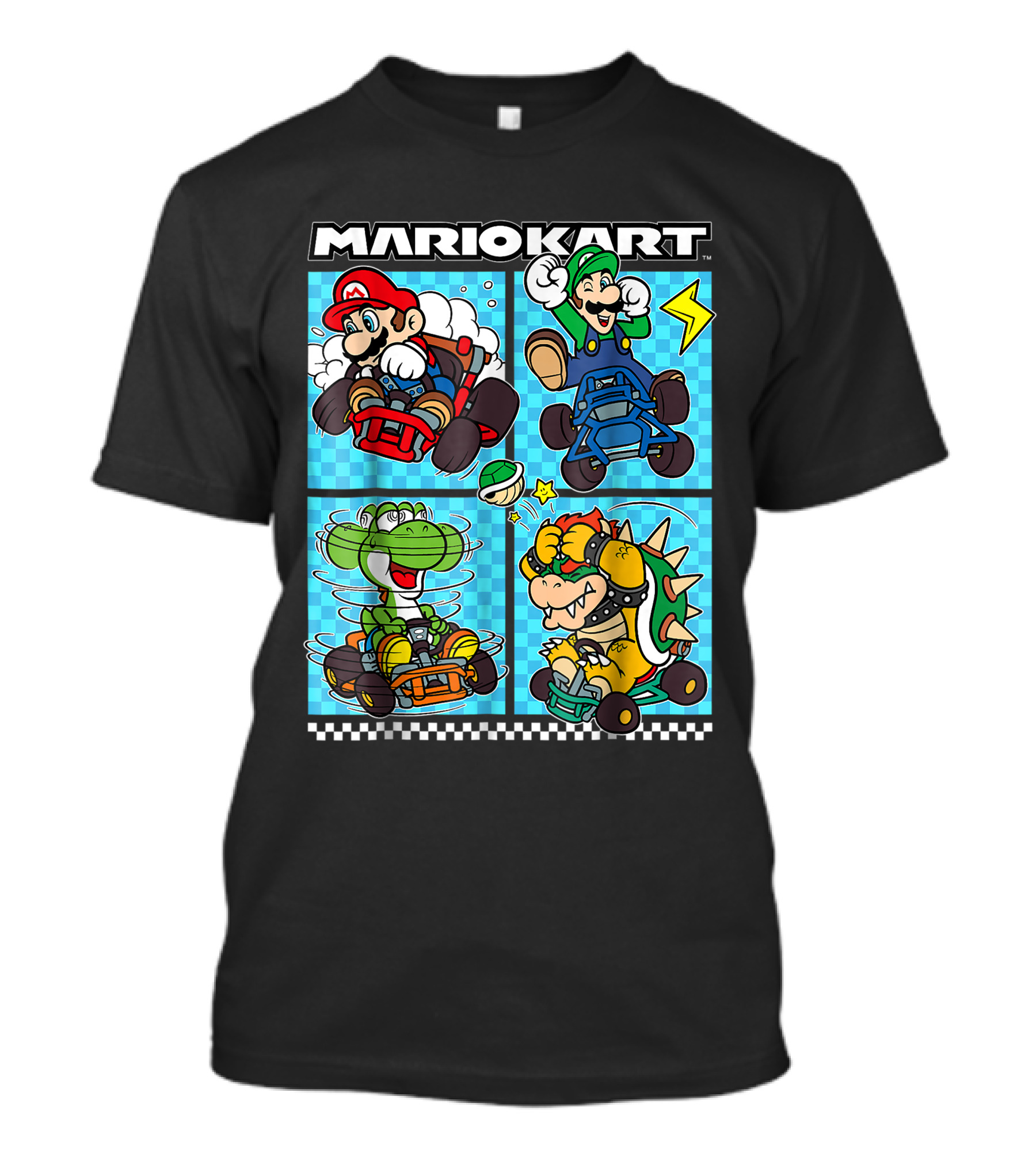MARIO KART MARIO LUIGI YOSHI BOWSER GROUP ICONIC CHARACTERS RACING ACTION T-Shirt