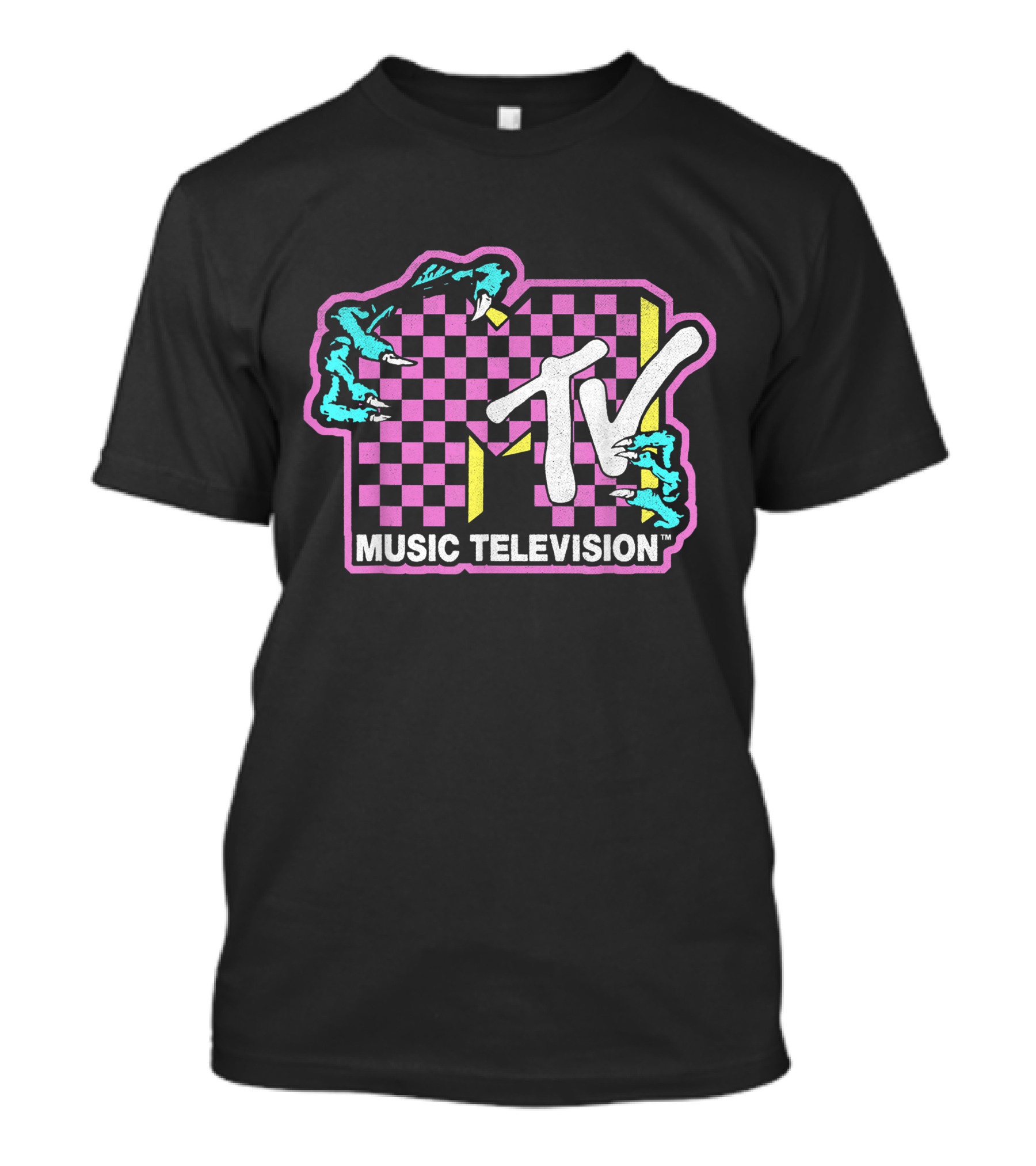 MTV Music Television Checkered Monster Hands T-Shirt