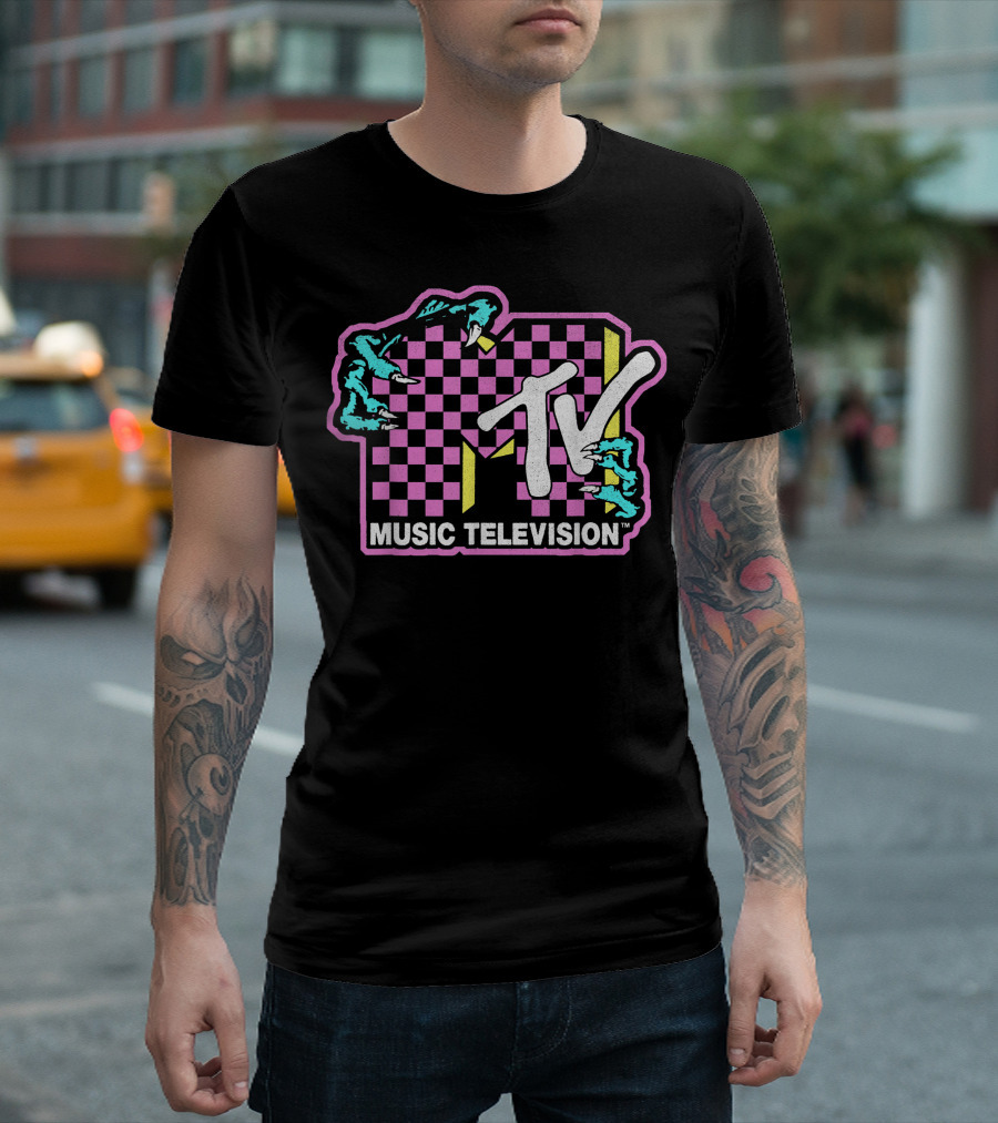 MTV Music Television Checkered Monster Hands T-Shirt