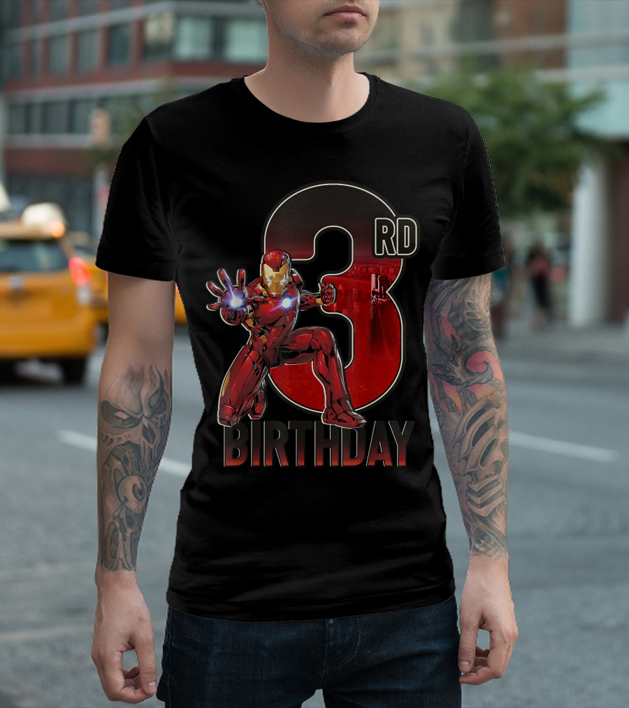 Iron Man 3rd Birthday Action Pose Marvel T-Shirt