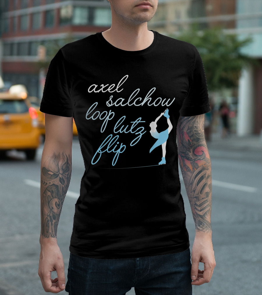 Axel Salchow Loop Lutz Flip Figure Skating Cute Jump Terms Skater On Ice T-Shirt