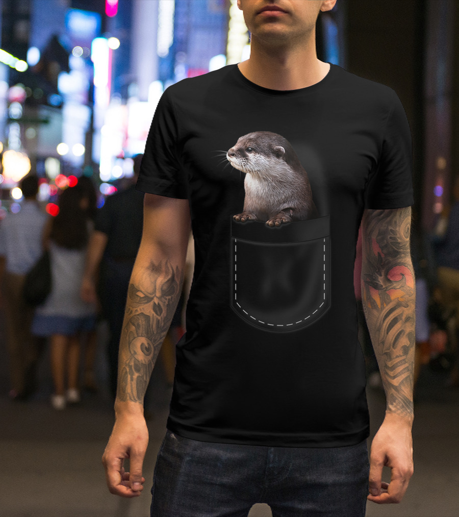 Cute Otter Peeking From Pocket Funny Otter T-Shirt
