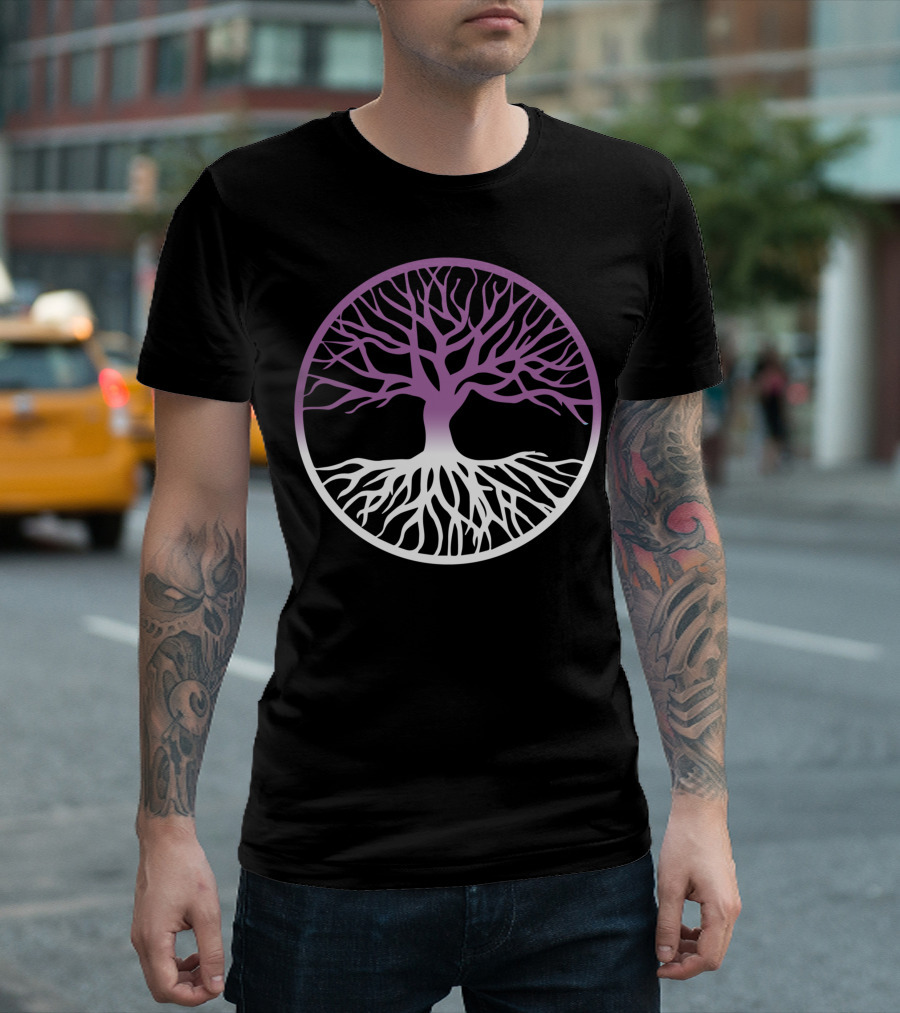 Yggdrasil Tree Of Life Purple Norse Paganism Sacred Symbol Circle T-Shirt