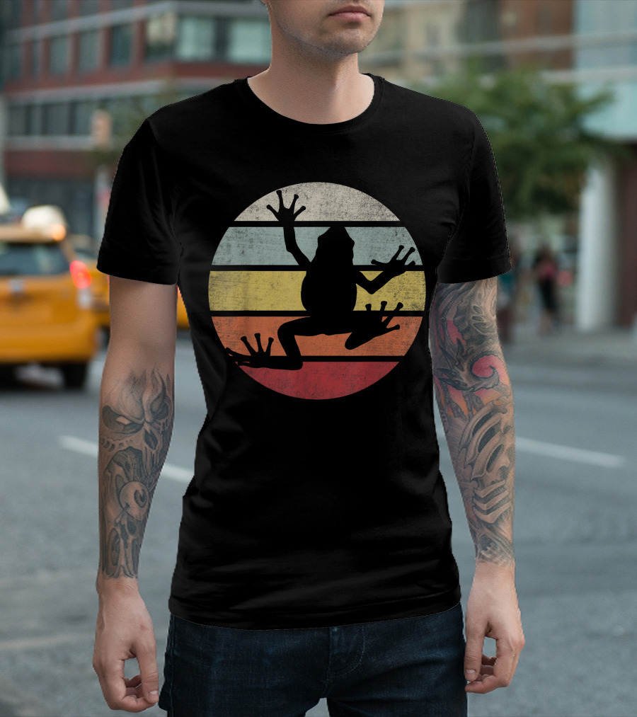 Funny Retro Silhouette Tree Frog Kids Love T-Shirt