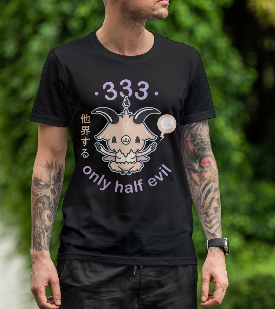 333 Pastel Goth Kawaii Baphomet Only Half Evil T-Shirt