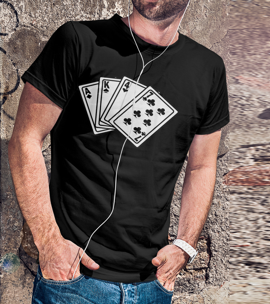 Poker AK 47 Card Hand Funny Poker Combination T-Shirt
