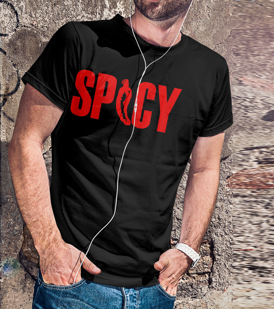Spicy Chilli Pepper Flaming Hot Spicy Pepper Bold Red Typography T-Shirt