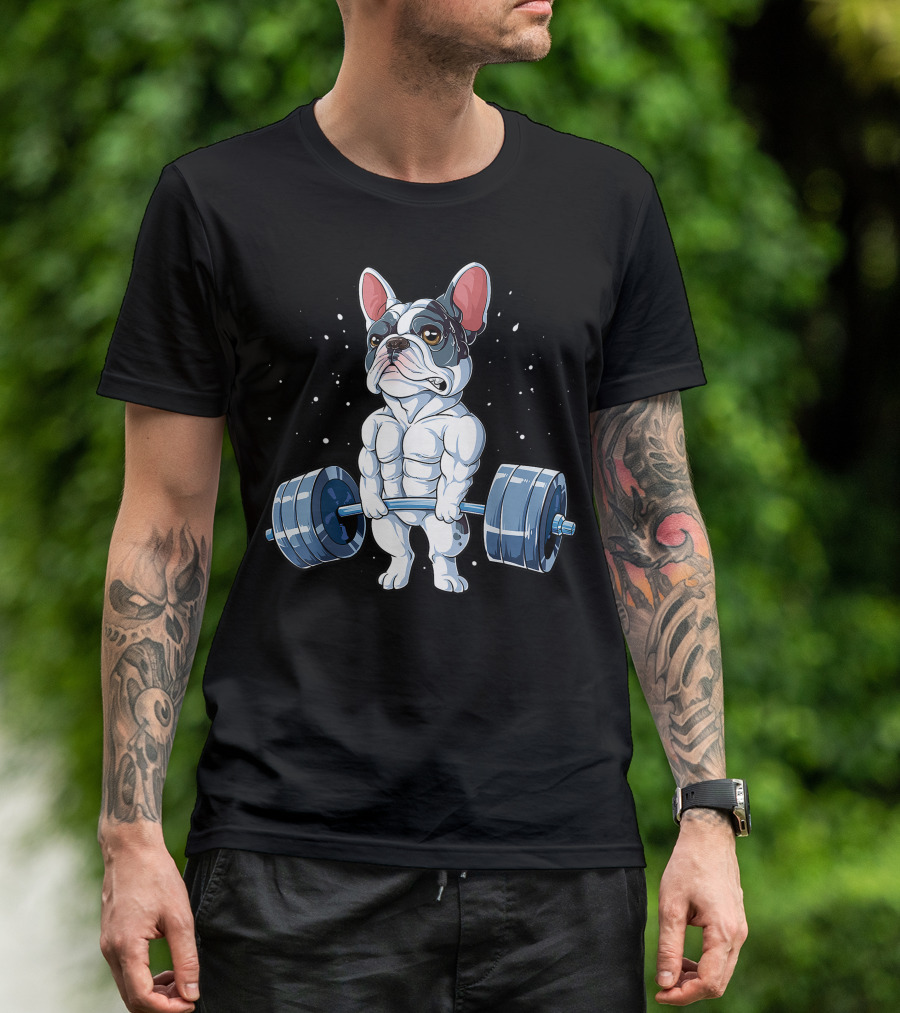 French Bulldog Weightlifting Deadlift Fitness Gym Men Funny T-Shirt