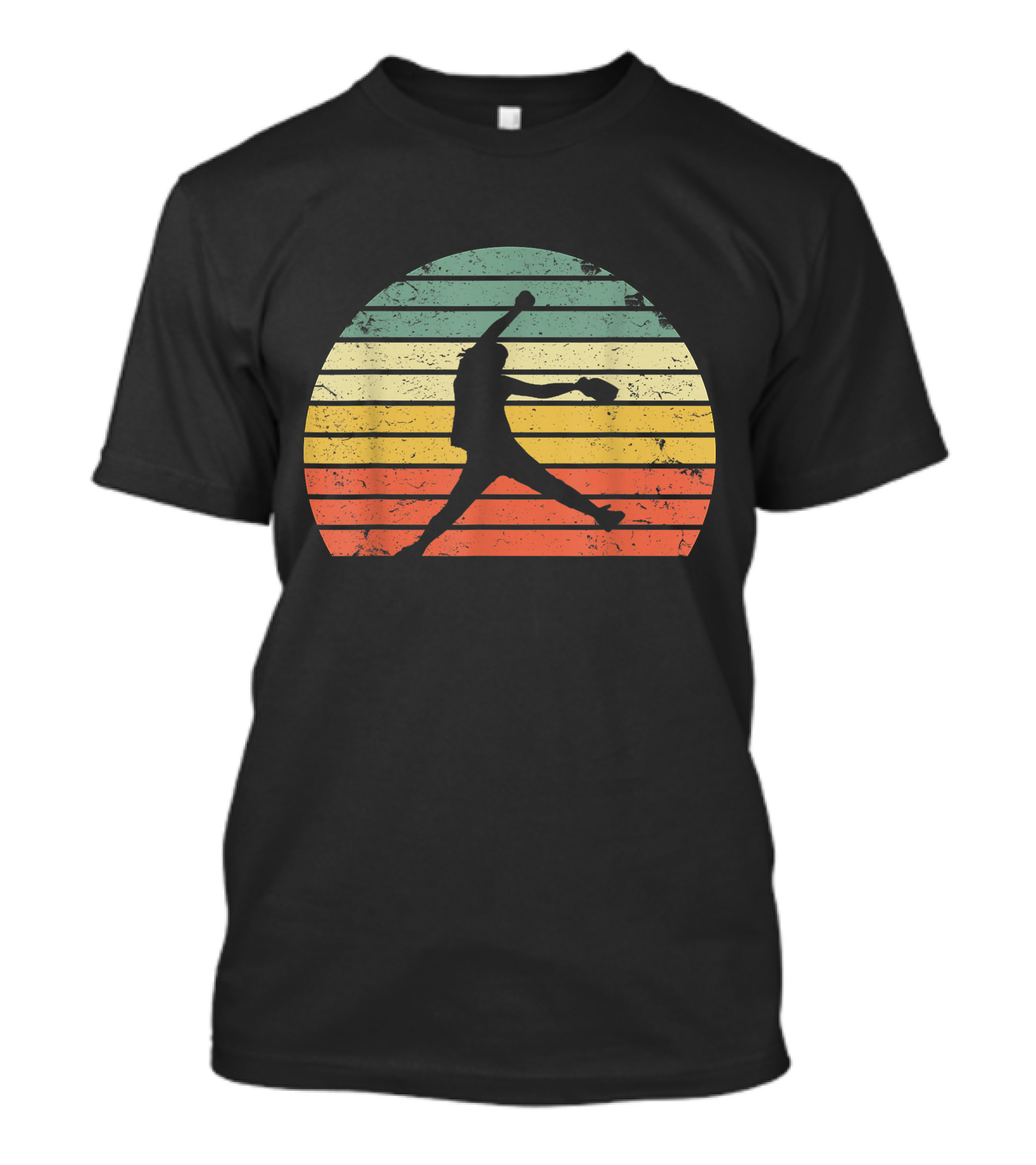 Vintage Softball Girl Pitching Retro Sunset T-Shirt
