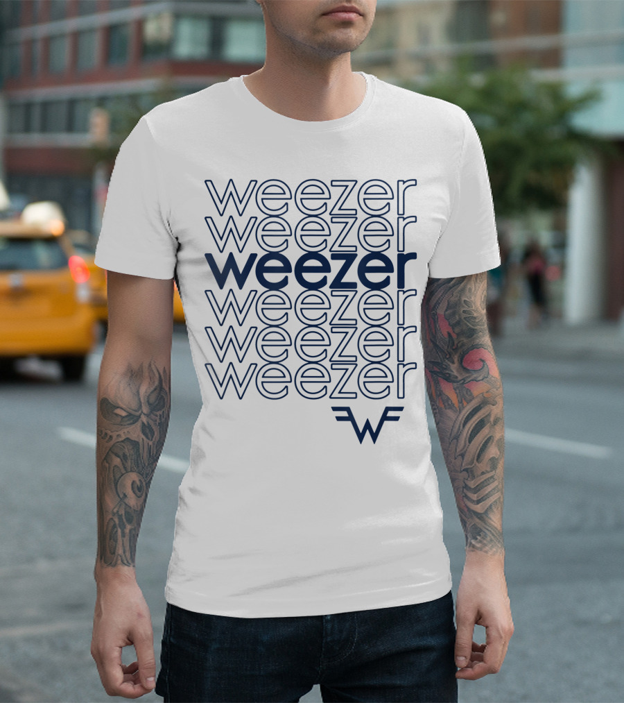 Weezer Blue Stacked Logo T-Shirt