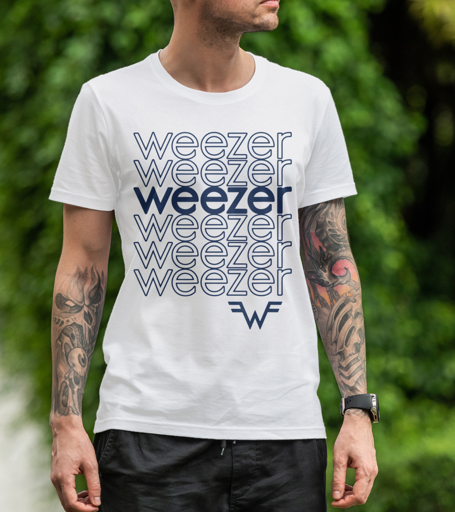 Weezer Blue Stacked Logo T-Shirt