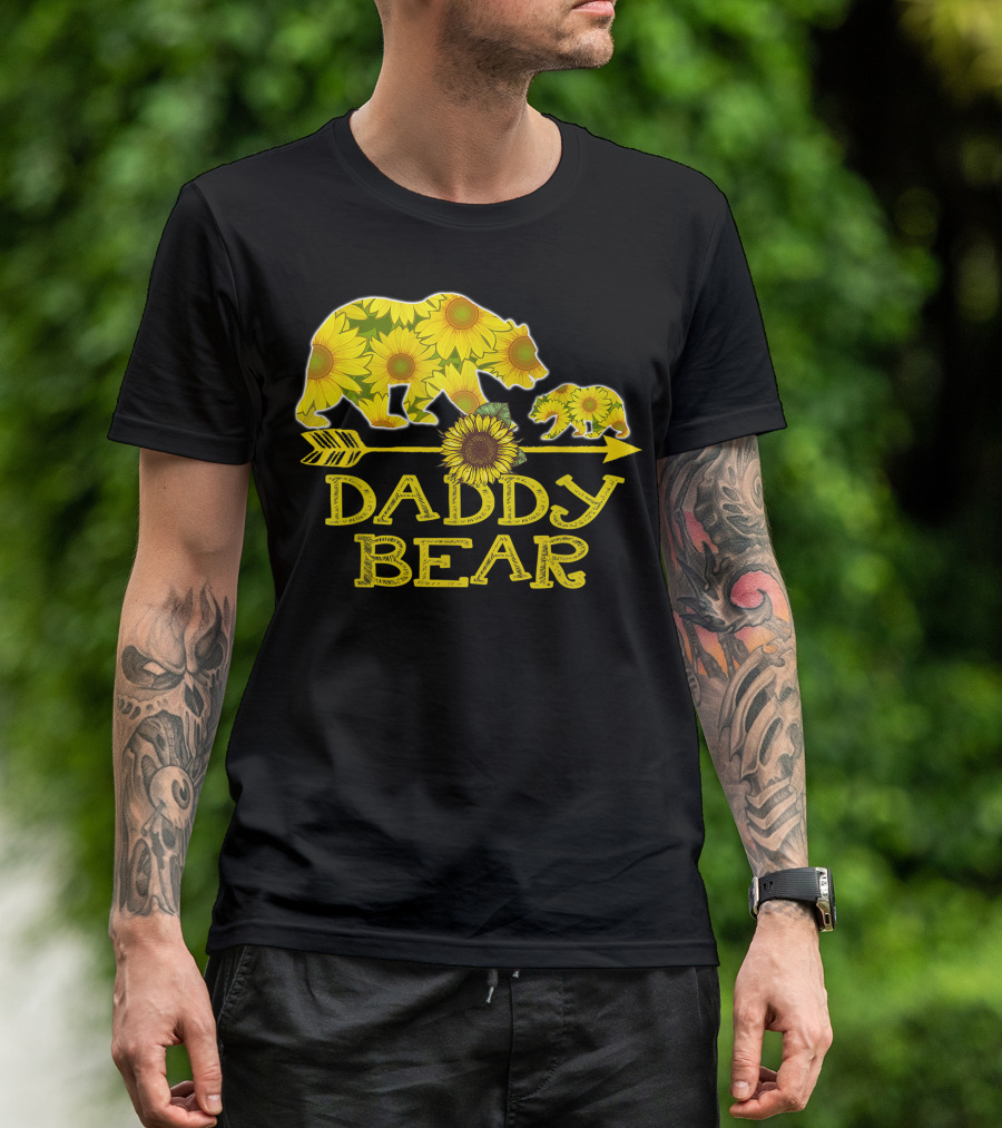 Daddy Bear Sunflower Arrow Mother Father Funny T-Shirt