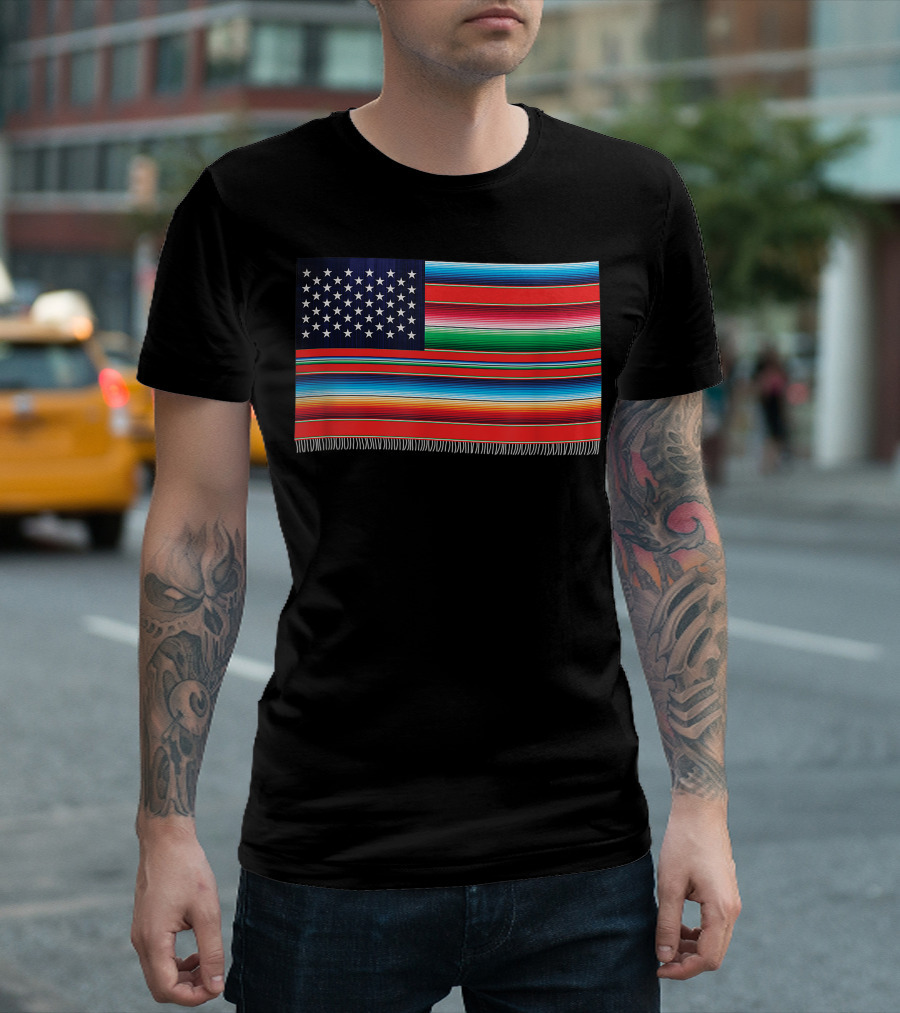 American Serape Blanket Stars And Stripes Flag T-Shirt