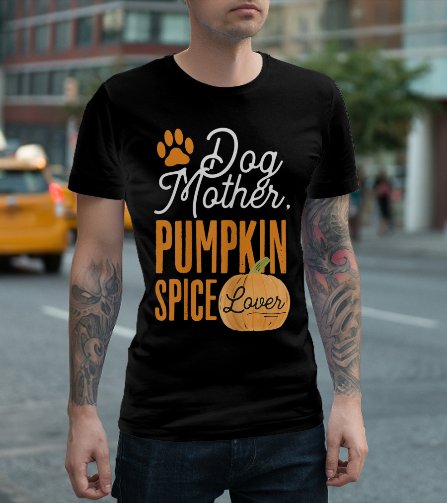 Dog Mother Pumpkin Spice Lover Cute Fall Mom Girls Paw Print Pumpkin T-Shirt
