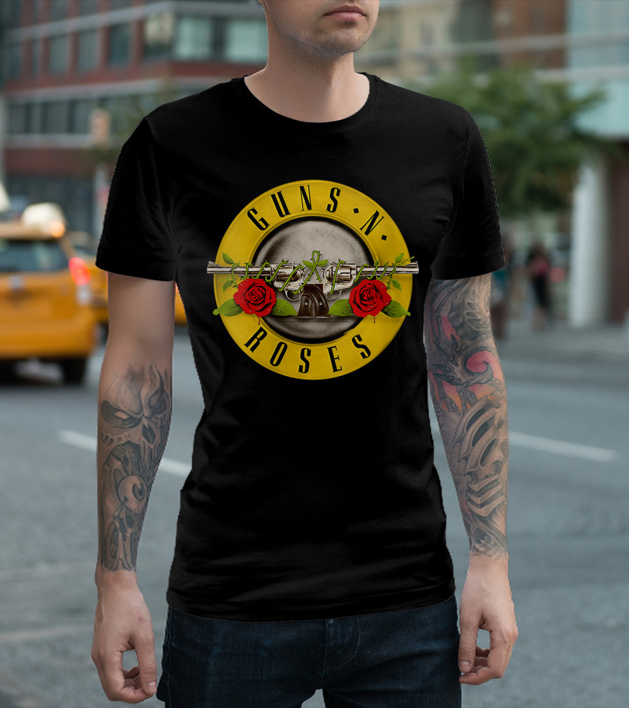 Guns N Roses Bullet With Roses And Revolver T-Shirt