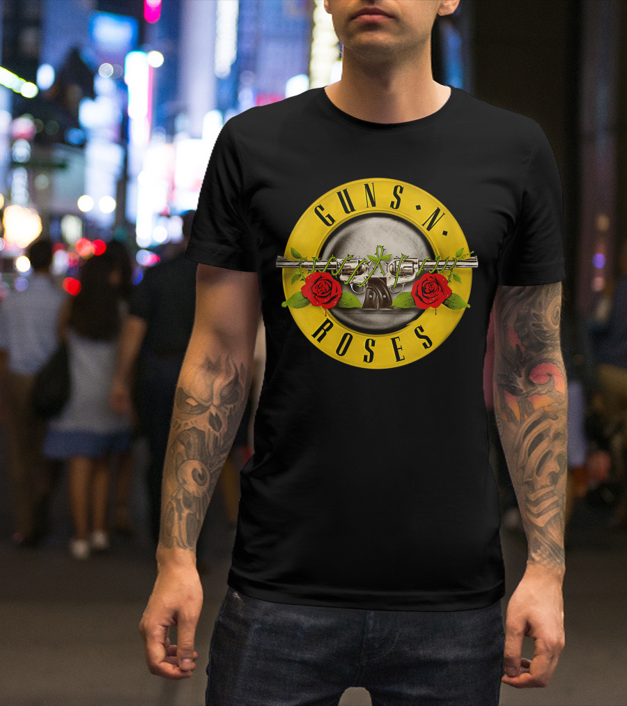 Guns N Roses Bullet With Roses And Revolver T-Shirt