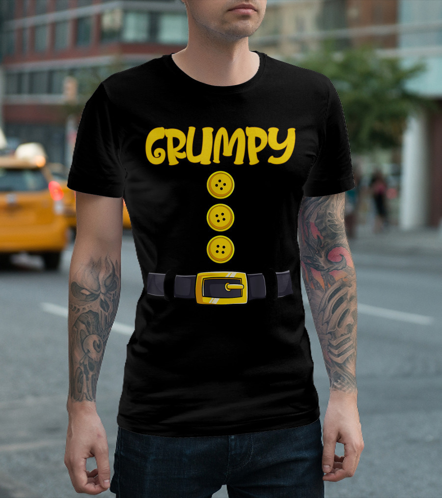 Grumpy Halloween Dwarf Costume Belt Buckle Buttons T-Shirt