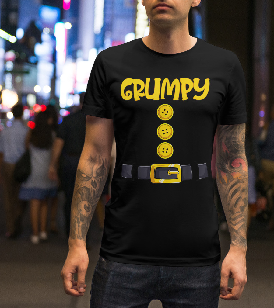 Grumpy Halloween Dwarf Costume Belt Buckle Buttons T-Shirt