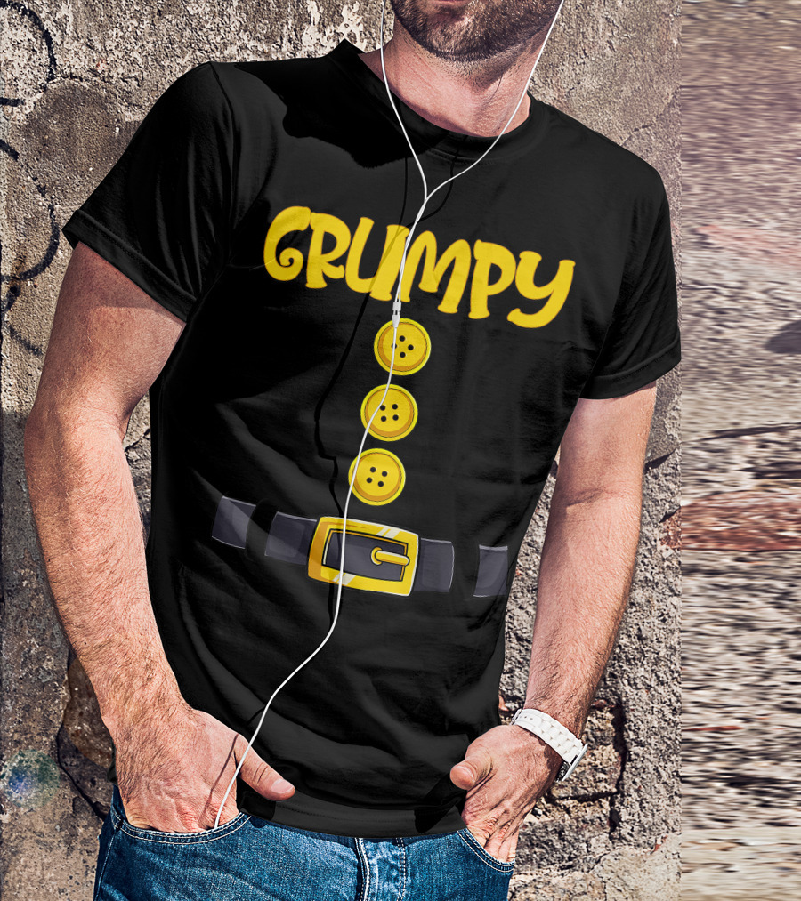 Grumpy Halloween Dwarf Costume Belt Buckle Buttons T-Shirt