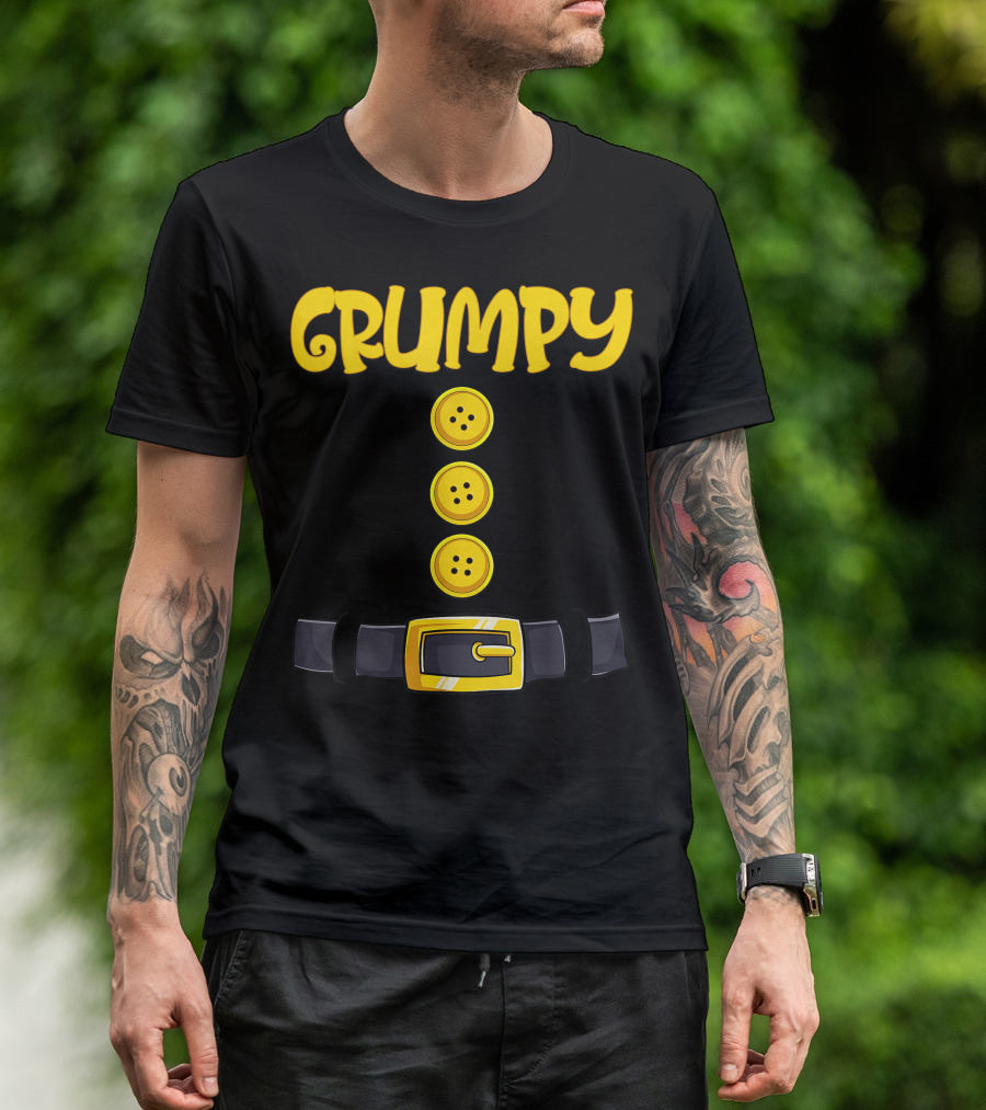 Grumpy Halloween Dwarf Costume Belt Buckle Buttons T-Shirt
