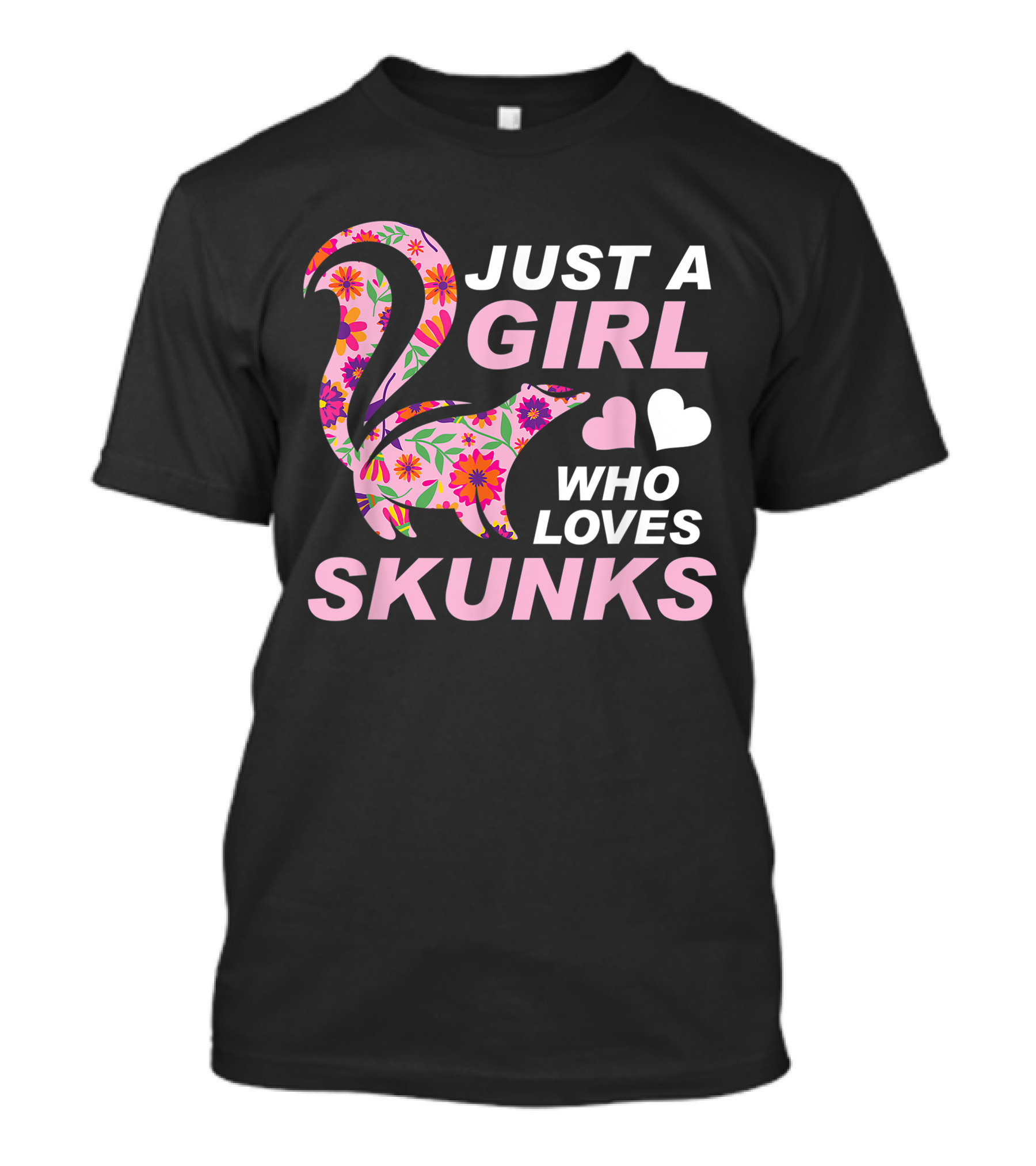 Just A Girl Who Loves Skunks Floral Heart Vintage Retro Skunk T-Shirt