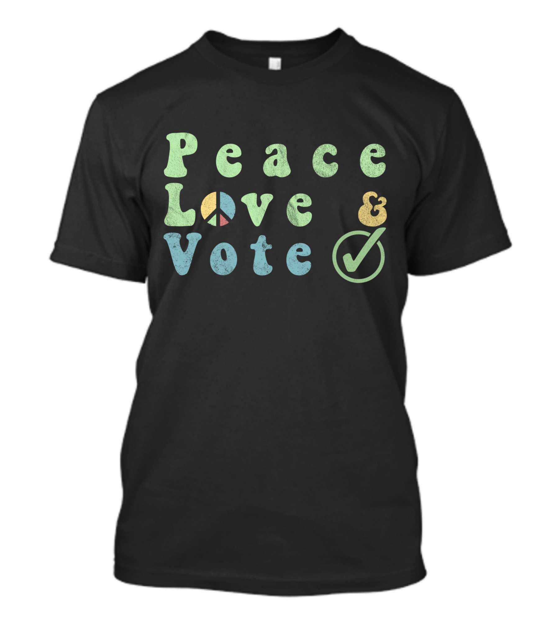 Peace Love And Vote Retro Vintage Peace Symbol Checkmark T-Shirt