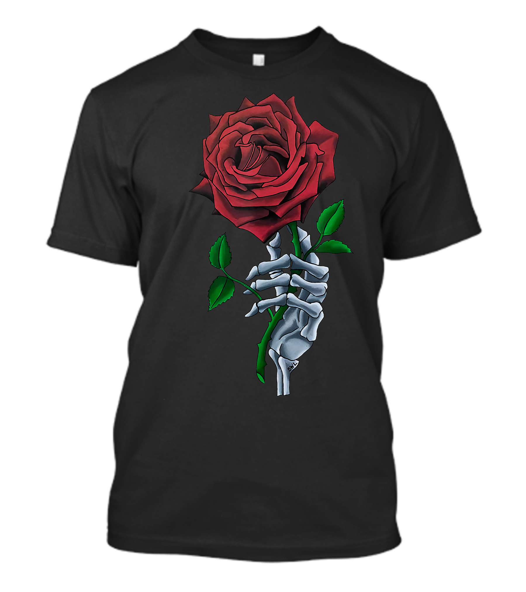 Skeleton Hand Holding Red Rose Flower T-Shirt