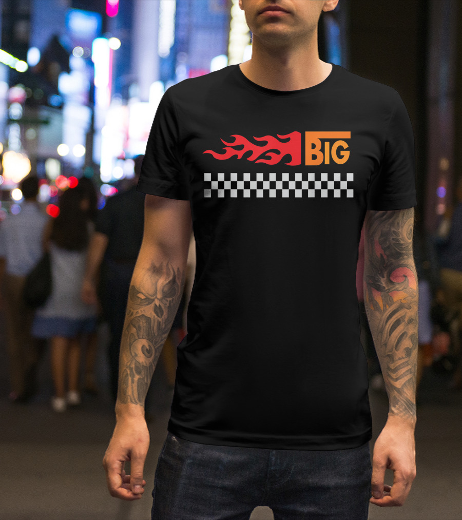 Big Reveal Sorority Little Sister Week Fire Racing Checkered Big T-Shirt