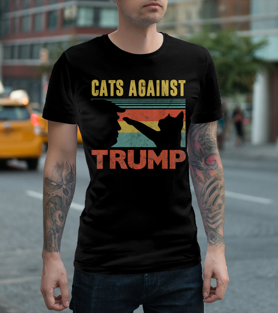 Cats Against Trump Funny Cat Punch Anti Hates Vote Out T-Shirt