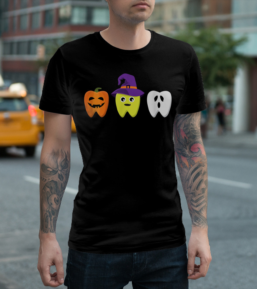 Dental Hygienist Halloween Pumpkin Witch Ghost Tooth Doctor T-Shirt