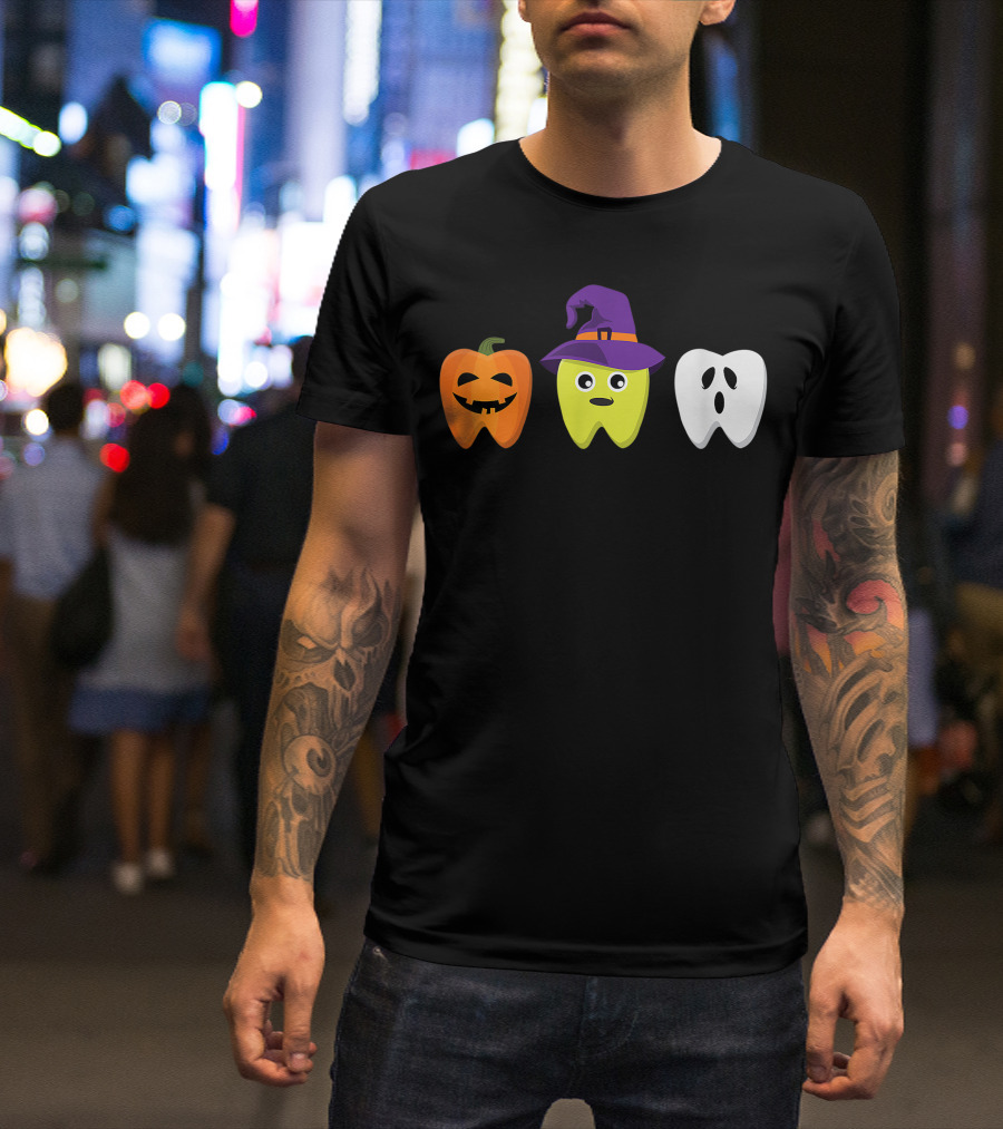Dental Hygienist Halloween Pumpkin Witch Ghost Tooth Doctor T-Shirt
